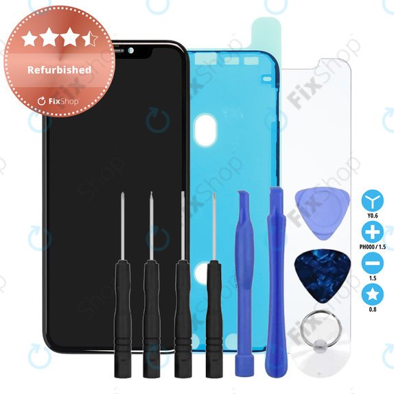 Apple iPhone 11 - LCD zaslon + steklo na dotik + okvir Refurbished + Lepilo za LCD + Kaljeno steklo + Set orodij - Multipack