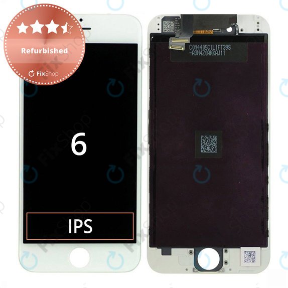 Zaslon za iPhone 6, White, Steklo na dotik z okvirjem, Refurbished
