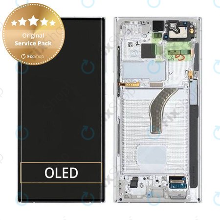 Samsung Galaxy S22 Ultra S908B - LCD zaslon + steklo na dotik + okvir (Phantom White) - GH82-27488C, GH82-27489C Genuine Service Pack