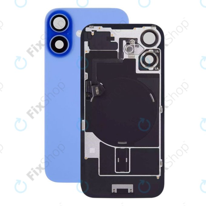 Apple iPhone 16 Plus - Steklo zadnjega ohišja + Leča kamere + Kovinska plošča + Magsafe magnet (Ultramarine)