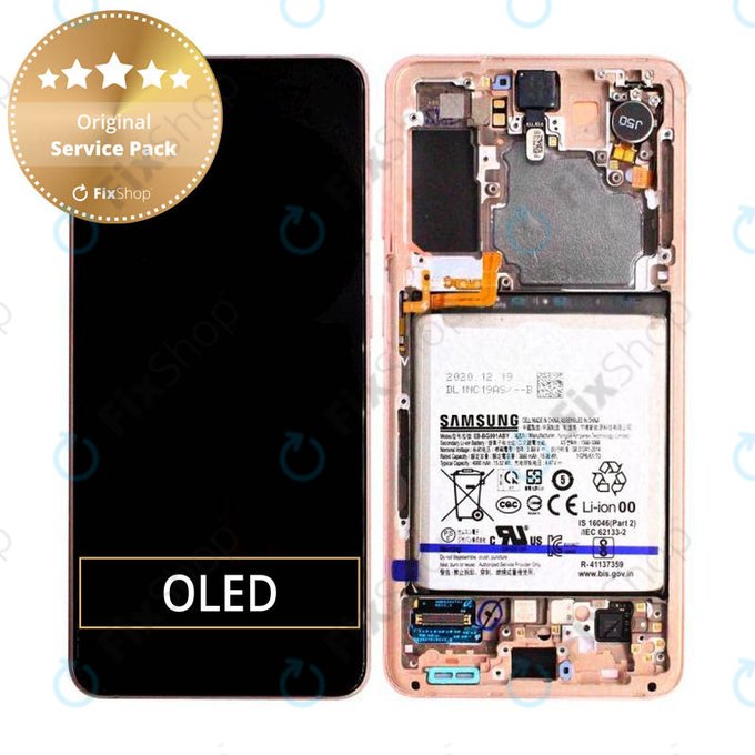 Samsung Galaxy S21 G991B - LCD zaslon + steklo na dotik + okvir + baterija (Phantom Pink) - GH82-24716D, GH82-24718D Genuine Service Pack