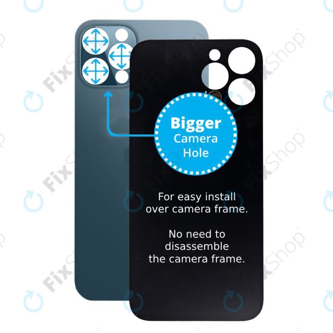 Apple iPhone 12 Pro - Steklo zadnjega ohišja s povečano odprtino za kamero (Blue)