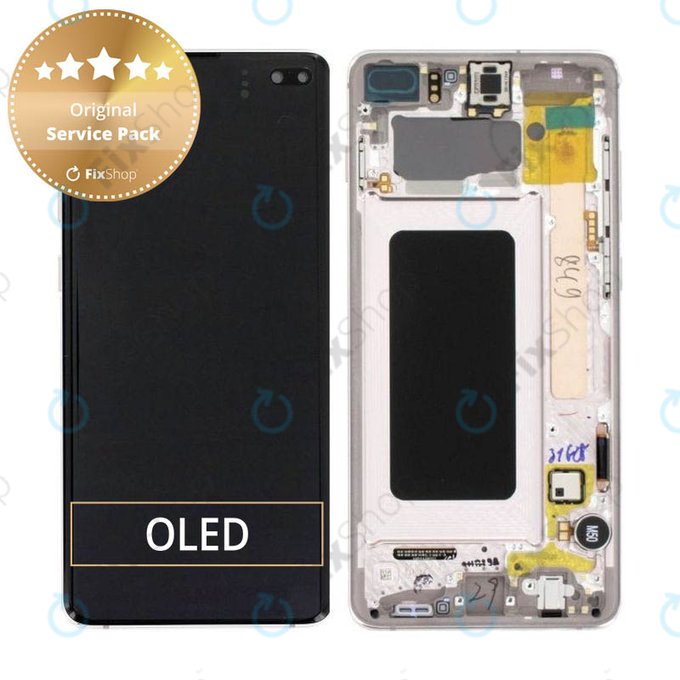 Samsung Galaxy S10 Plus G975F - LCD zaslon + steklo na dotik + okvir (Ceramic White) - GH82-18849J, GH82-18834J Genuine Service Pack