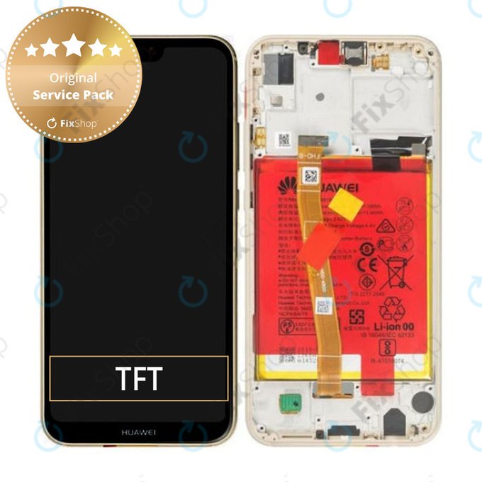 Huawei P20 Lite - LCD zaslon + steklo na dotik + okvir + baterija (Gold) - 02351WRN Genuine Service Pack