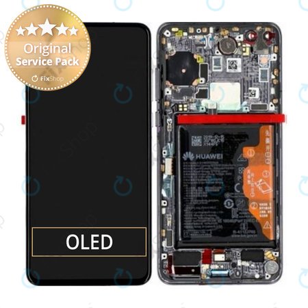 Huawei P40 - LCD zaslon + steklo na dotik + okvir + baterija + senzor prstnih odtisov (Black) - 02353MFA Genuine Service Pack