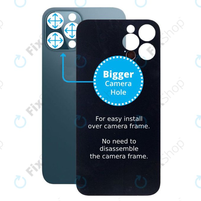 Apple iPhone 12 Pro Max - Steklo zadnjega ohišja s povečano luknjo za kamero (Blue)