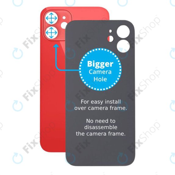Apple iPhone 12 - Steklo zadnjega ohišja s povečano odprtino za kamero (Red)