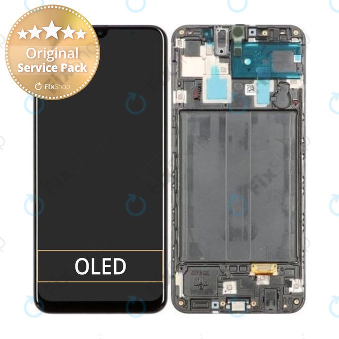 Samsung Galaxy A30 A305F - LCD zaslon + steklo na dotik + okvir (Black) - GH82-19725A, GH82-19202A Genuine Service Pack