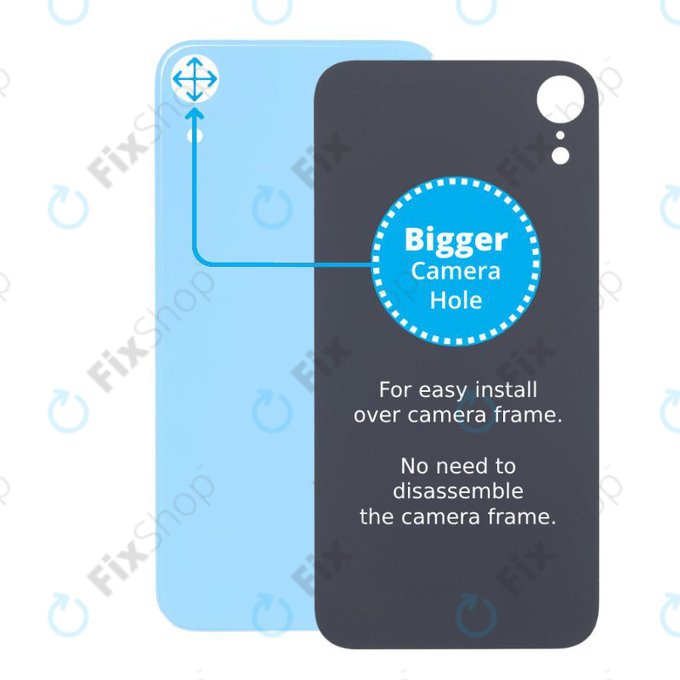 Apple iPhone XR - Steklo zadnjega ohišja s povečano odprtino za kamero (Blue)