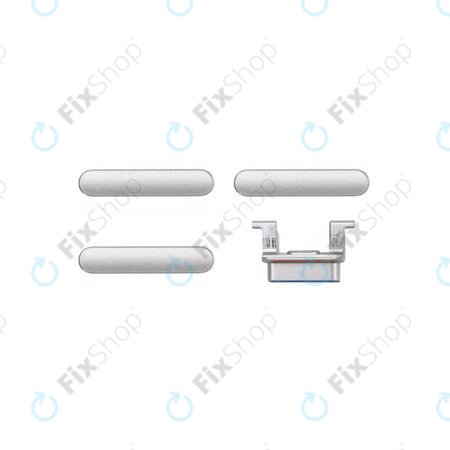 Apple iPhone 8, SE (2020), SE (2022) - Set gumbov za glasnost + vklop + tihi način (Silver, White)