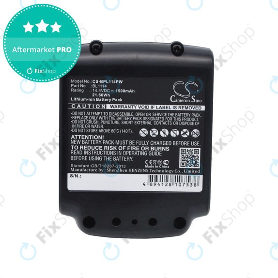 Baterija za Black & Decker ASL146BT12A, LBXR16, SSL20SB, 1500mAh, Li-Ion, 14.4V, BL1114, HQ