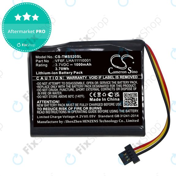 Baterija za TomTom Start 52, 1000mAh, Li-Ion, 3.7V, VF6F, HQ