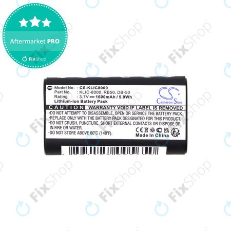 Baterija za Jay-Tech Jay-Cam I4800, Kodak Easyshare Z1012, 1600mAh, Li-Ion, 3.7V, KLIC-8000, HQ