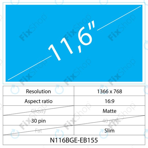11.6 LCD Slim mat 30 pin HD (stranski nosilci)