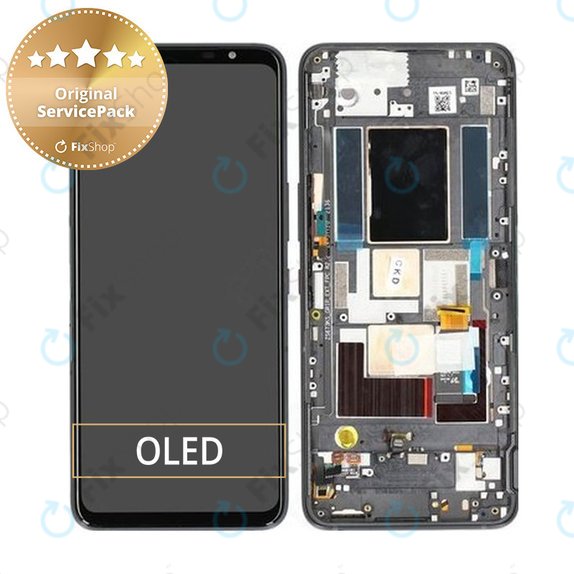 Asus ROG Phone 5s, 5s Pro ZS676KS - LCD zaslon + steklo na dotik + okvir (Black) - 90AI0091-R20020 Genuine Service Pack