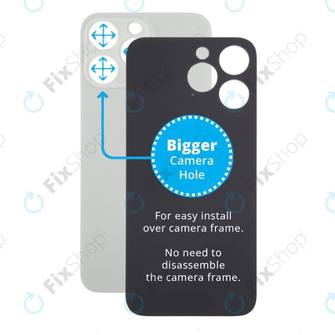 Apple iPhone 15 Pro - Steklo zadnjega ohišja s povečano luknjo za kamero (Natural Titanium)