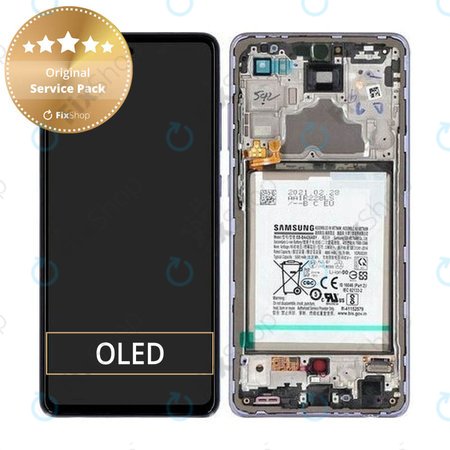 Samsung Galaxy A72 A725F, A726B - LCD zaslon + steklo na dotik + okvir + baterija (Awesome Violet) - GH82-25541C, GH82-25542C Genuine Service Pack