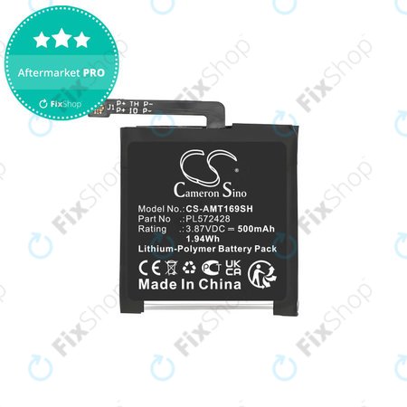 Baterija za Amazfit T-Rex 2, A2169, A2170, 500mAh, Li-Pol, 3.87V, PL572428, HQ