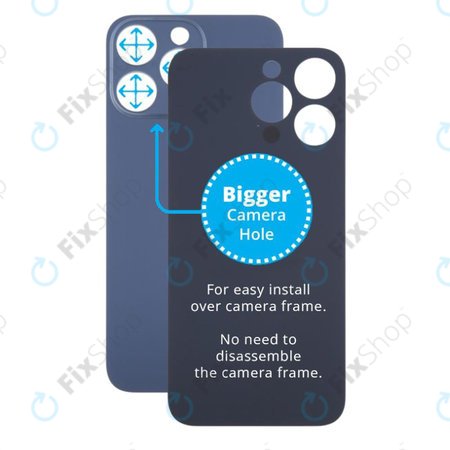 Apple iPhone 15 Pro Max - Steklo zadnjega ohišja s povečano luknjo za kamero (Blue Titanium)