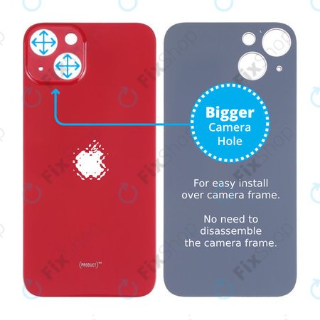 Apple iPhone 13 - Steklo zadnjega ohišja s povečano odprtino za kamero (Red)