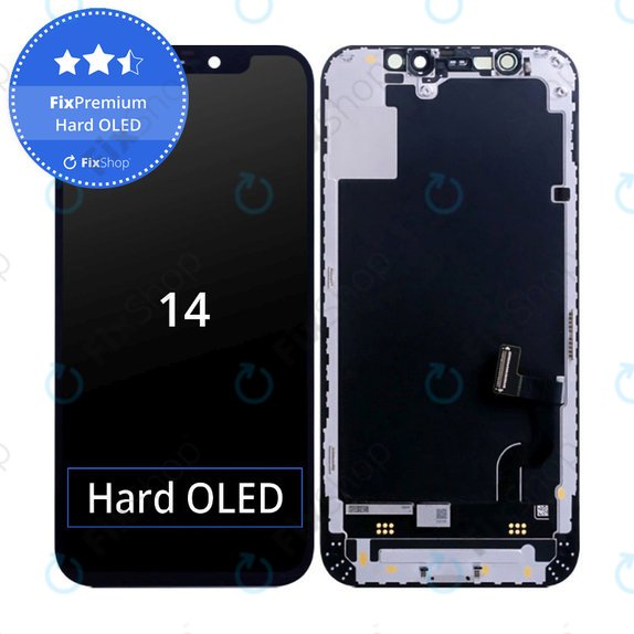 Zaslon Hard OLED za iPhone 14, Steklo na dotik z okvirjem, FixPremium