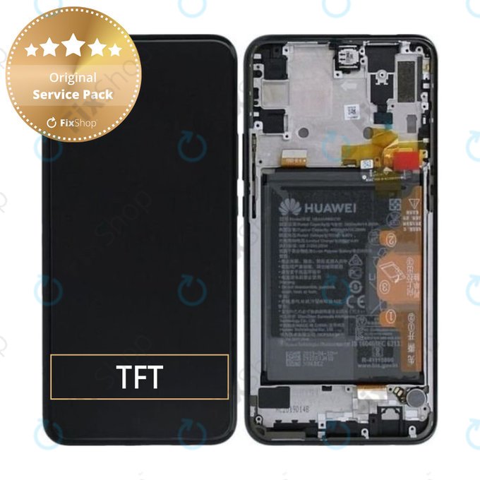 Huawei P Smart Z, Y9 Prime (2019) - LCD zaslon + steklo na dotik + okvir + baterija (Midnight Black) - 02352RRF Genuine Service Pack