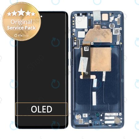 Motorola Edge 30 Fusion - LCD zaslon + steklo na dotik + okvir (Neptune Blue) - 5D68C21190 Genuine Service Pack