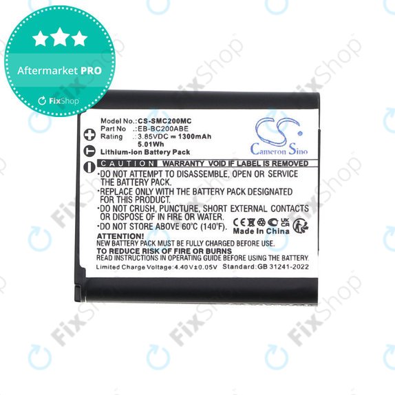 Baterija za Samsung Gear 360, 1300mAh, Li-Ion, 3.85V, EB-BC200ABE, HQ