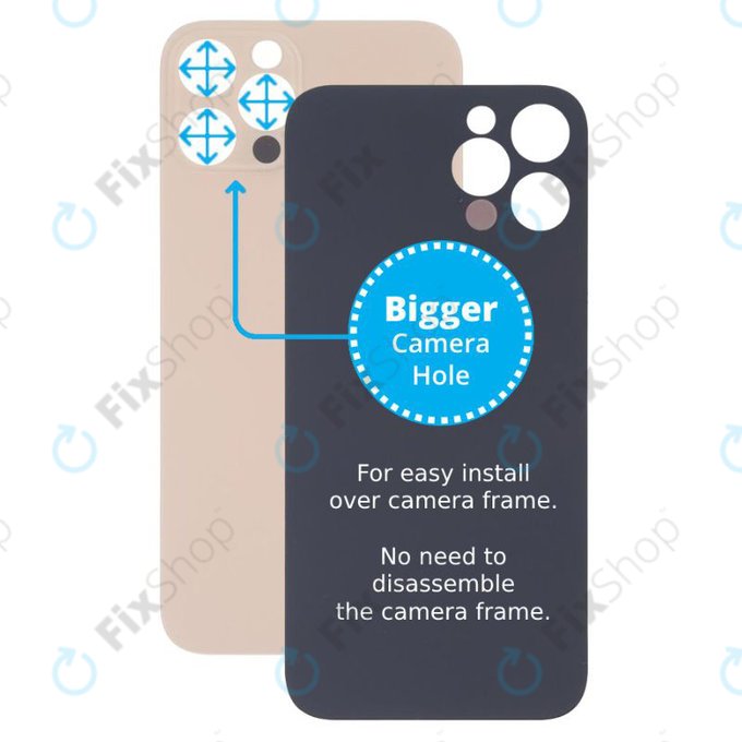 Apple iPhone 13 Pro Max - Steklo zadnjega ohišja s povečano luknjo za kamero (Gold)