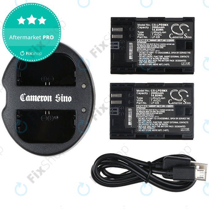 2 bateriji s polnilnikom zaCanon EOS 5D Mark II, EOS 7D, 2000mAh, Li-Ion, 7.4V, LP-E6, HQ