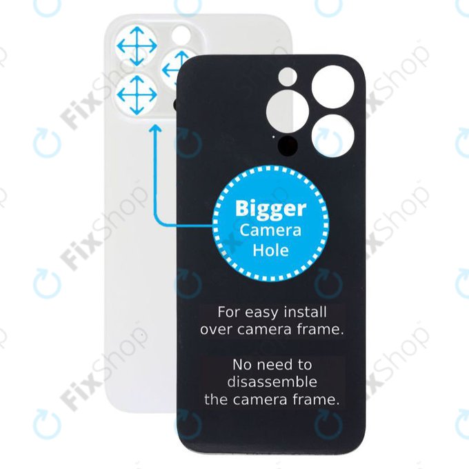 Apple iPhone 14 Pro Max - Steklo zadnjega ohišja s povečano luknjo za kamero (Silver)