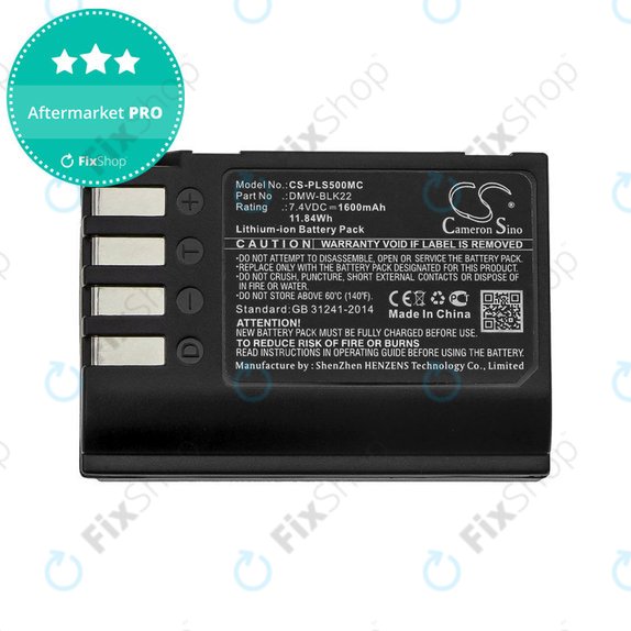 Baterija za Panasonic Lumix DC-S5, DC-S5K, GH5, G9, GH5S, 1600mAh, Li-Ion, 7.4V, DMW-BLK22, HQ