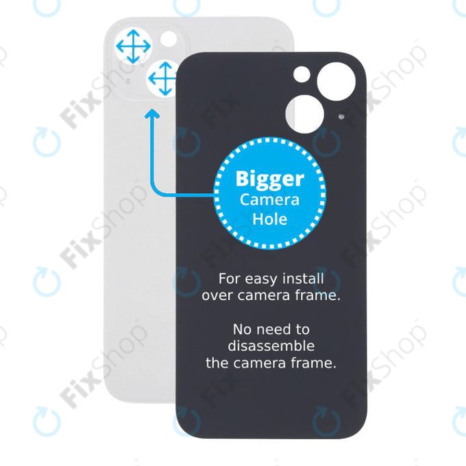 Apple iPhone 13 - steklo zadnjega ohišja s povečano odprtino za kamero (Starlight)