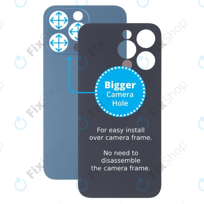 Apple iPhone 13 Pro - Steklo zadnjega ohišja s povečano odprtino za kamero (Blue)