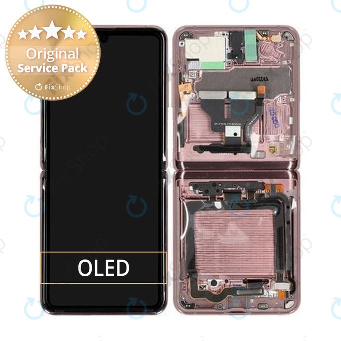 Samsung Galaxy Z Flip 5G F707B - LCD zaslon + steklo na dotik + okvir (Mystic Bronze) - GH82-23351B Genuine Service Pack