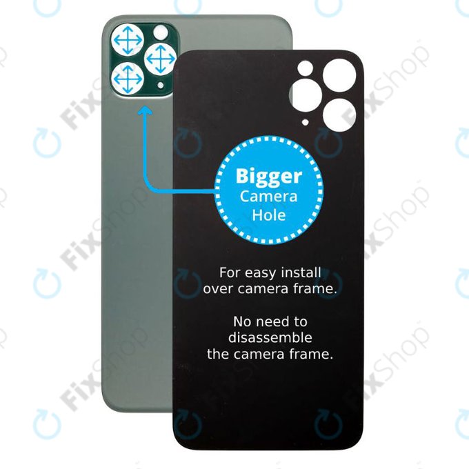 Apple iPhone 11 Pro Max - Steklo zadnjega ohišja s povečano luknjo za kamero (Green)
