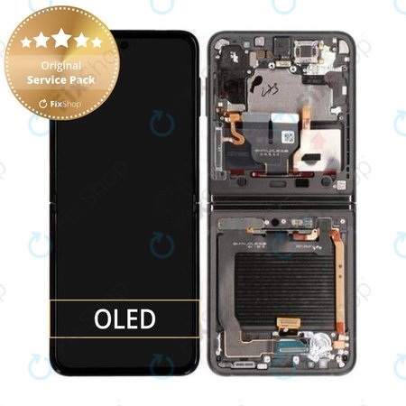 Samsung Galaxy Z Flip 3 F711B - LCD zaslon + steklo na dotik + okvir (Phantom Black) - GH82-26273A, GH82-27243A, GH82-27244A Genuine Service Pack