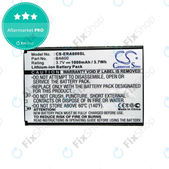 Baterija za Sony Ericsson Kumquat, ST25, ST25i, Xperia U, 1000mAh, Li-Ion, 3.7V, BA600, HQ