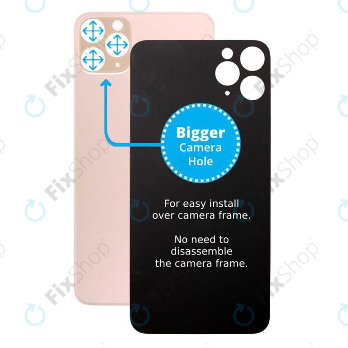 Apple iPhone 11 Pro Max - Steklo zadnjega ohišja s povečano odprtino za kamero (Gold)