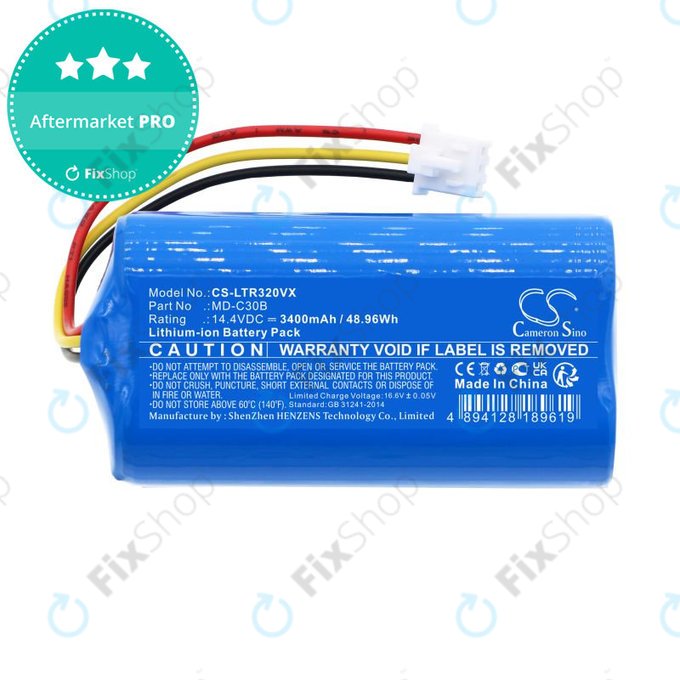 Baterija za Blaupunkt BlueBot XSMART, 3400mAh, Li-Ion, 14.4V, BPK-VCBB1XB, Xboost, D071-INR-CH-4S1P, HQ