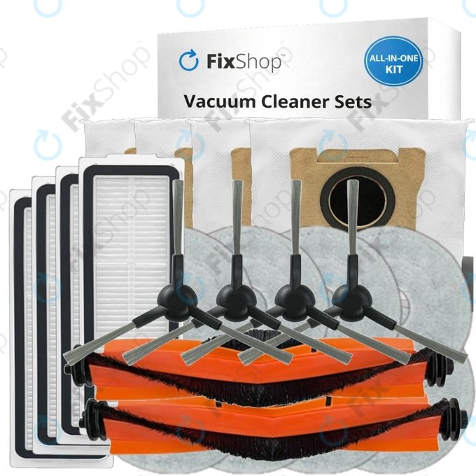 Komplet nadomestnih delov za Xiaomi Robot Vacuum X20 Max, X20 Pro (2x Glavna krtača, 4x Filter, 4x Stranska krtača, 8x Krpa za brisanje, 4x Vrečka za prah)