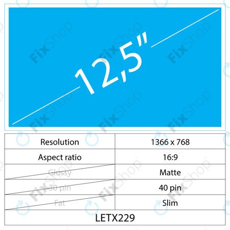 12,5 LCD Slim mat 40 pin HD