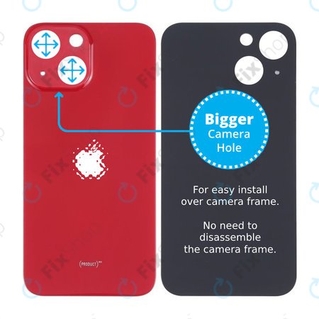 Apple iPhone 13 Mini - Steklo zadnjega ohišja s povečano luknjo za kamero (Red)
