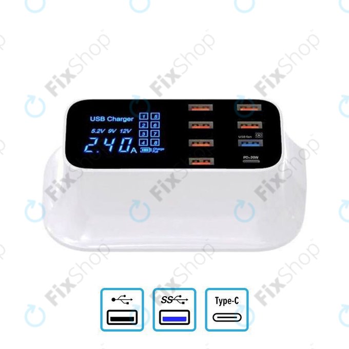 Asometech Model E - servisna polnilna postaja USB z USB 3.0 in USB-C