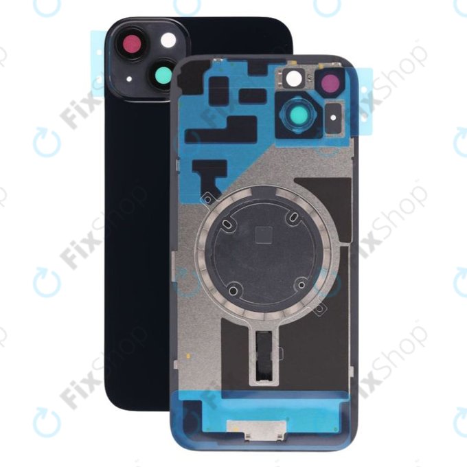 Apple iPhone 14 Plus - Steklo zadnjega ohišja + Leča kamere + Kovinska plošča + Magsafe magnet (Midnight)