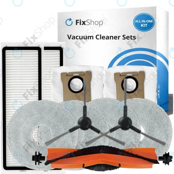 Komplet nadomestnih delov za Xiaomi Mi Robot Vacuum S20+, S10+, X20+, X10+ (1x Glavna krtača, 2x Filter, 2x Stranska krtača – črna, 4x Krpa za brisanje, 2x Vrečka za prah)