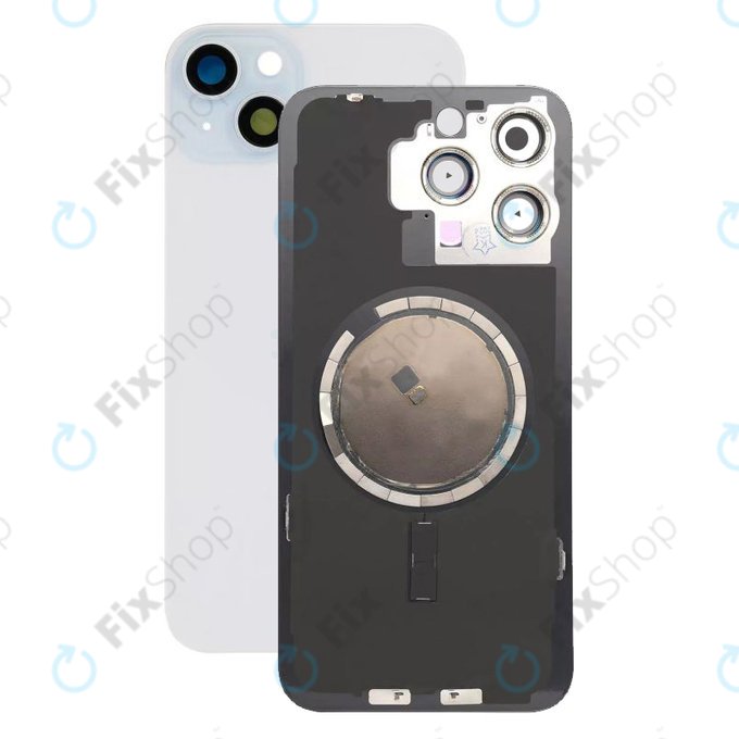 Apple iPhone 15 Plus - Steklo zadnjega ohišja + Leča kamere + Kovinska plošča + Magsafe magnet (Blue)