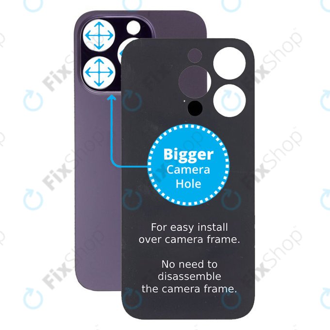 Apple iPhone 14 Pro - steklo zadnjega ohišja s povečano odprtino za kamero (deep purple)