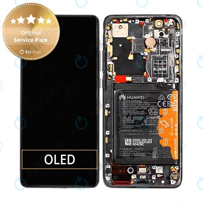 Huawei P40 Pro Plus - LCD zaslon + steklo na dotik + okvir + baterija + senzor prstnih odtisov (Ceramic Black) - 02353RVJ Genuine Service Pack