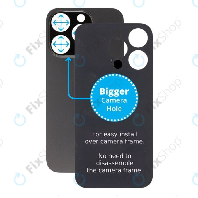 Apple iPhone 14 Pro - Steklo zadnjega ohišja s povečano odprtino za kamero (Space Black)